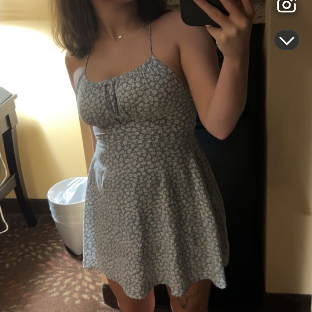 Floral Blue Halter Dress